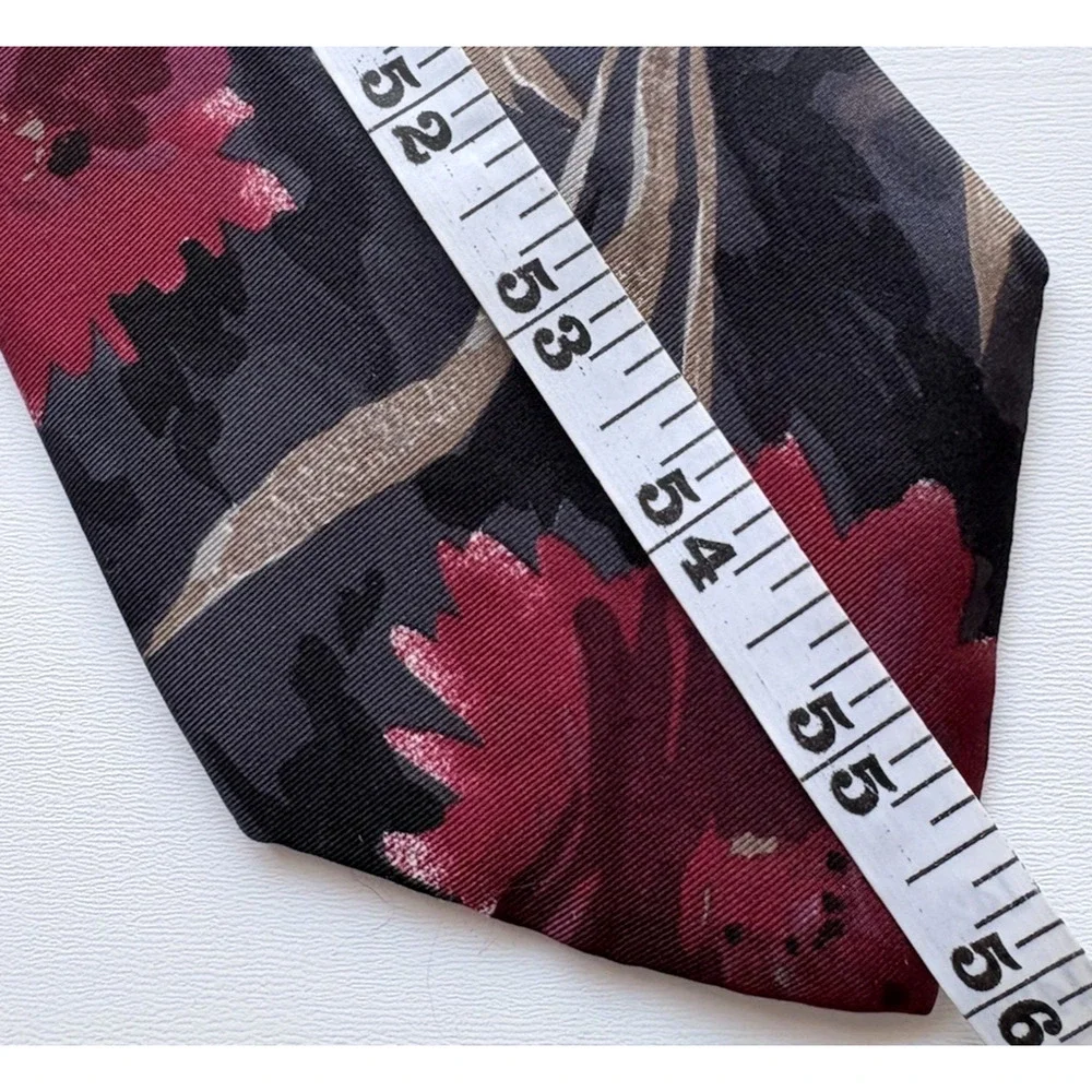 ZYLOS George Machado 100% Italian Silk Tie Abstract Watercolor Floral Red Black